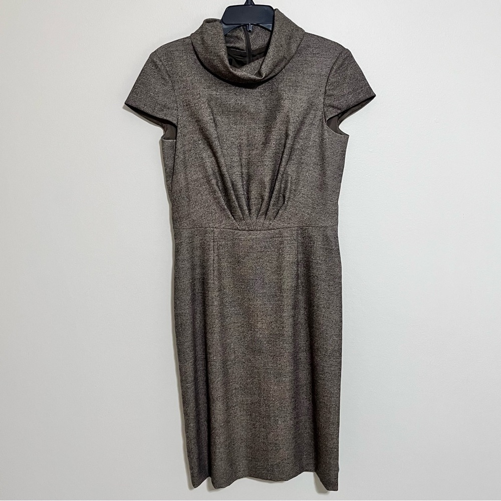 EUC Escada Brown Wool Blend Lined Cowl Neck Midi Dress EU 38 MAKE AN OFFER